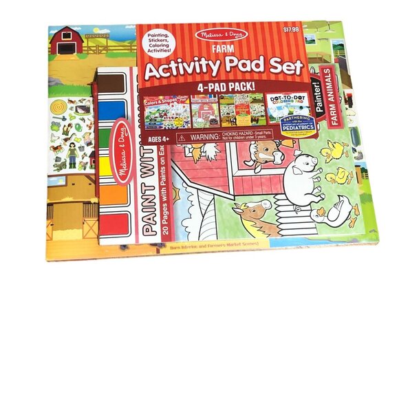 Melissa & Doug Activity 4 Pad Set Stickers Coloring Dot to Dot Paint Farm Animal - Picture 4 of 4